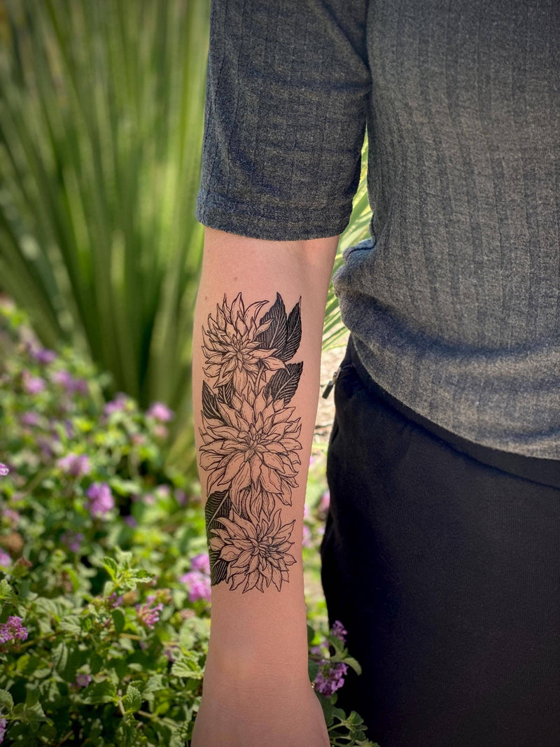 Dahlia Flower Temporary Tattoo