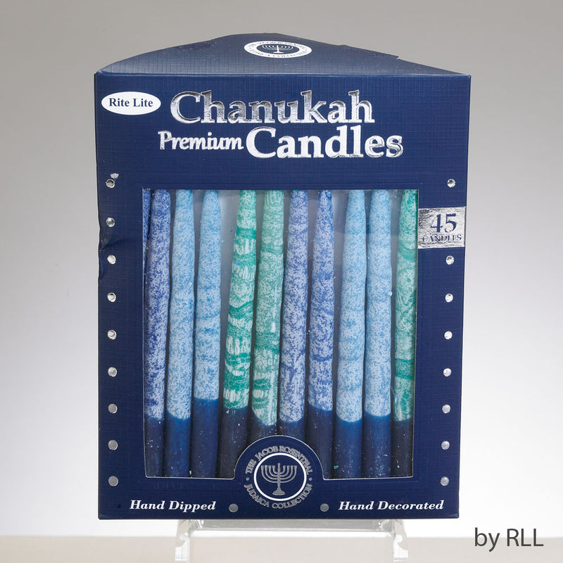 Frosted Shades of Blue Premium Hanukkah Candles