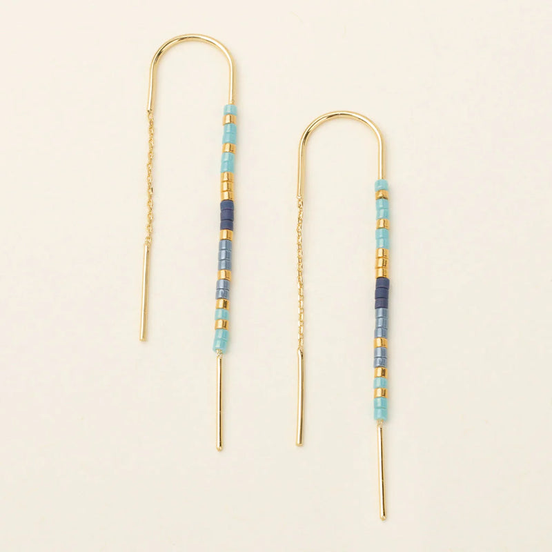 Chromacolor Miyuki Thread Earrings - Cobalt Multi/Gold