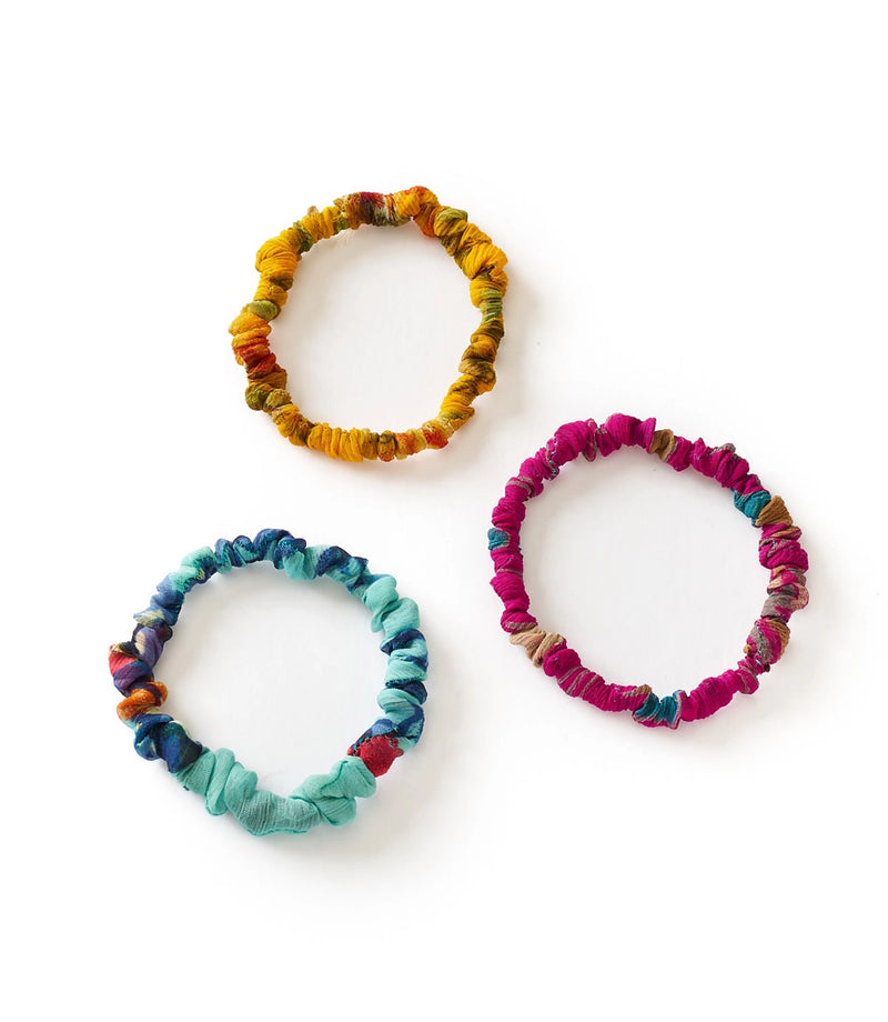 Priya Upcycled Sari Scrunchie Bracelets (Set of 3)