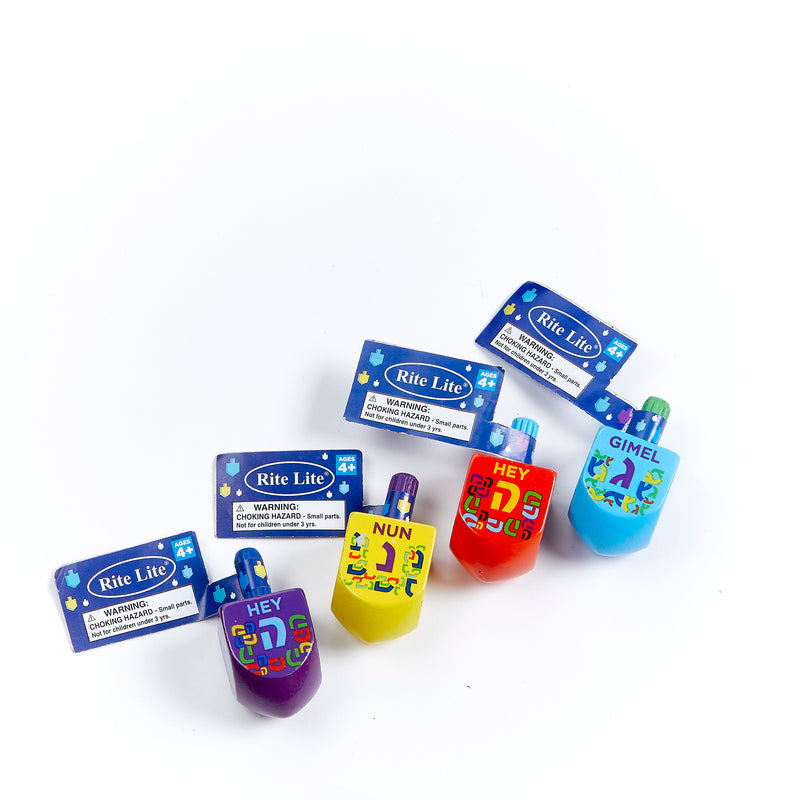 Small Painted Wood Dreidel with English