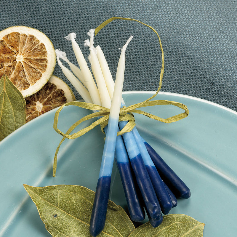 Tri-Color Blue Premium Hanukkah Candles