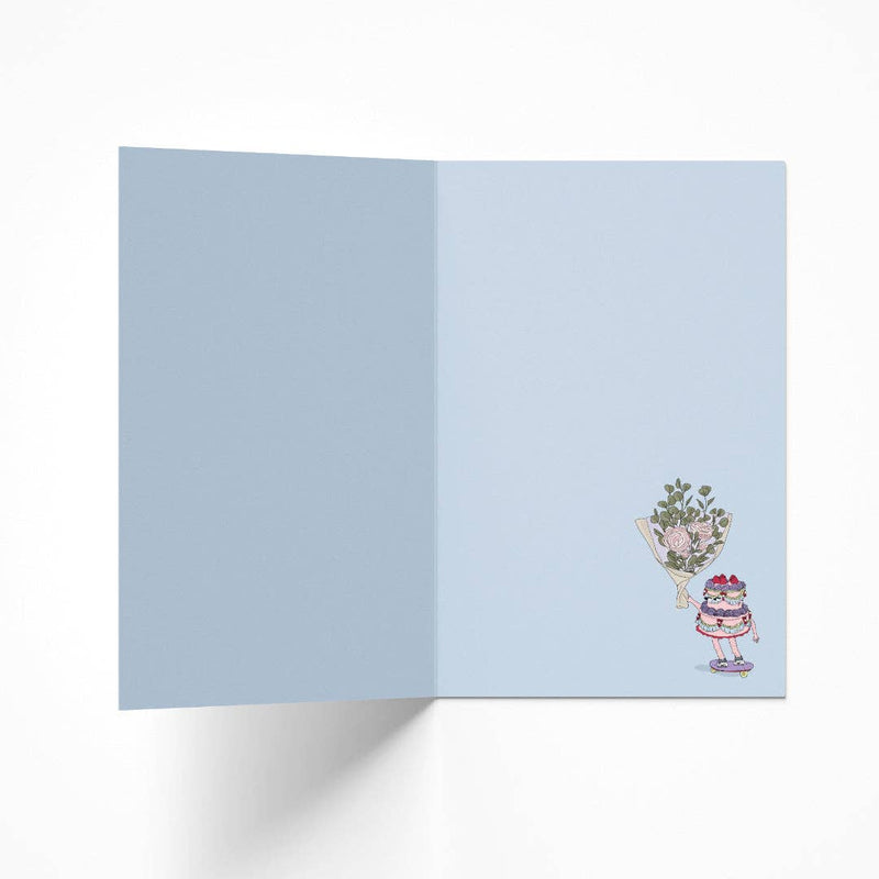 Cake on Skates Gold Foil Birthday Card