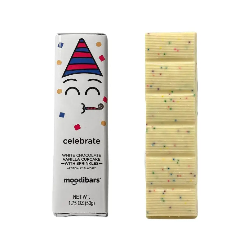 Moodibars® CELEBRATE - Cupcake Sprinkles White Chocolate Bar