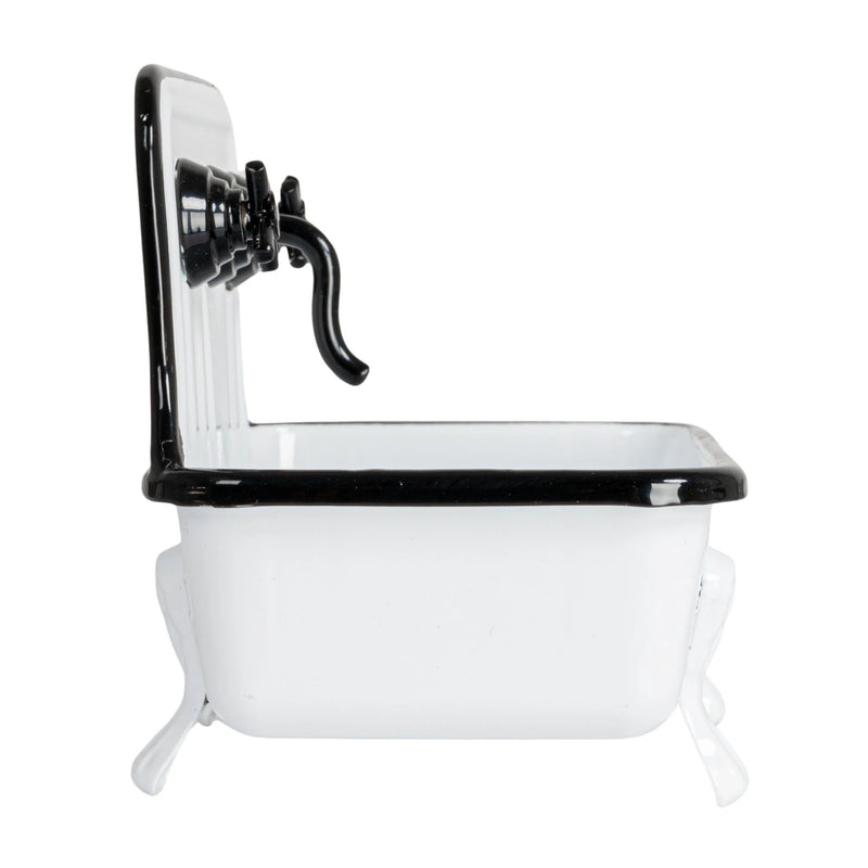 White & Black Metal Sink Soap Dish