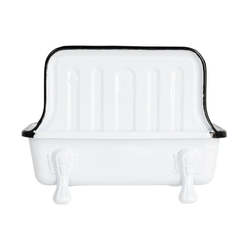 White & Black Metal Sink Soap Dish