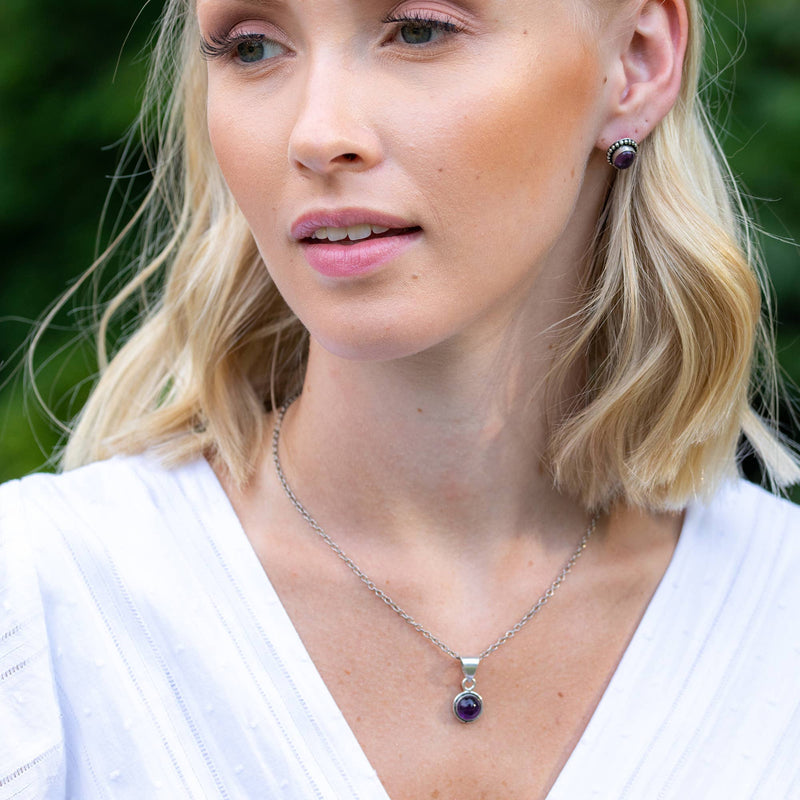 Kashi Semiprecious Small Stone Necklace - Amethyst