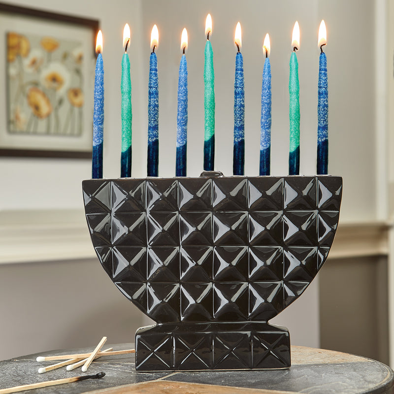 Frosted Shades of Blue Premium Hanukkah Candles