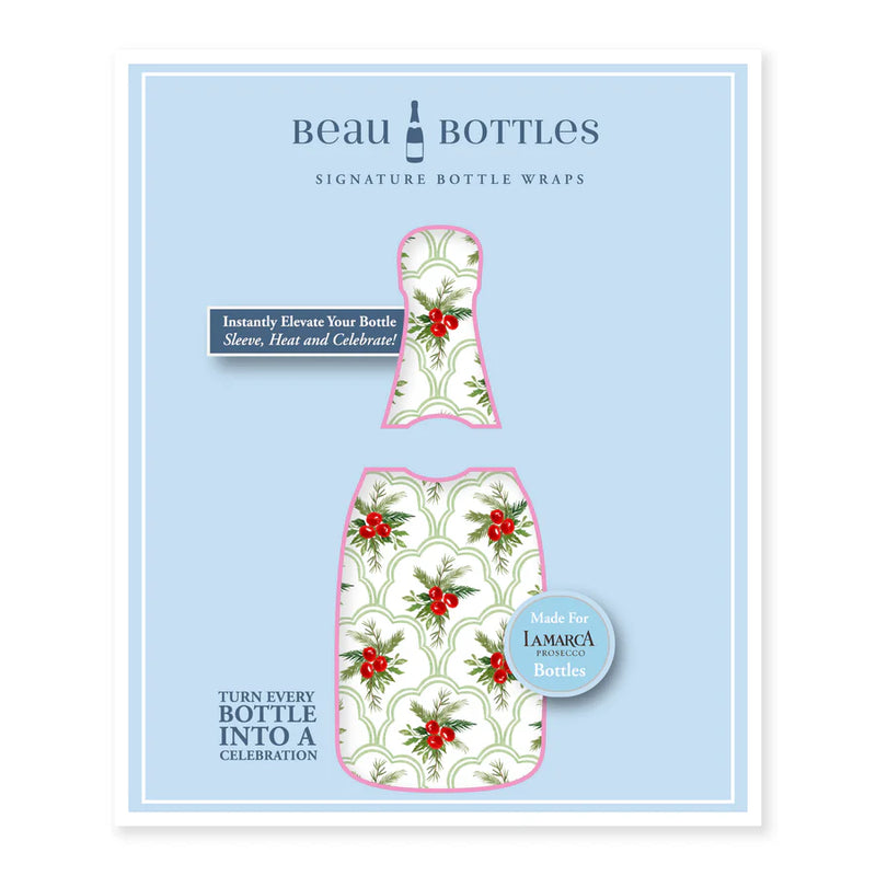 Beau Bottles Scalloped Christmas Berries Wrap - La Marca Edition