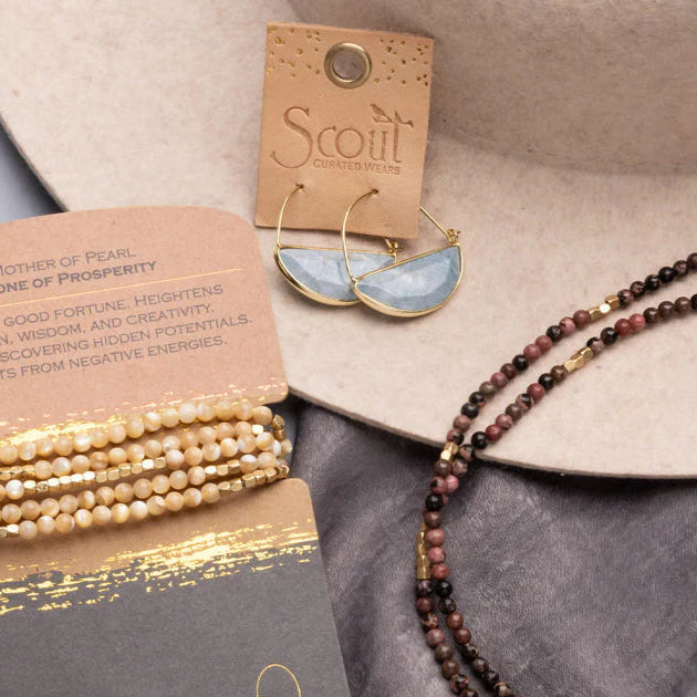 Prism Hoop Earrings - Blue Howlite/Gold