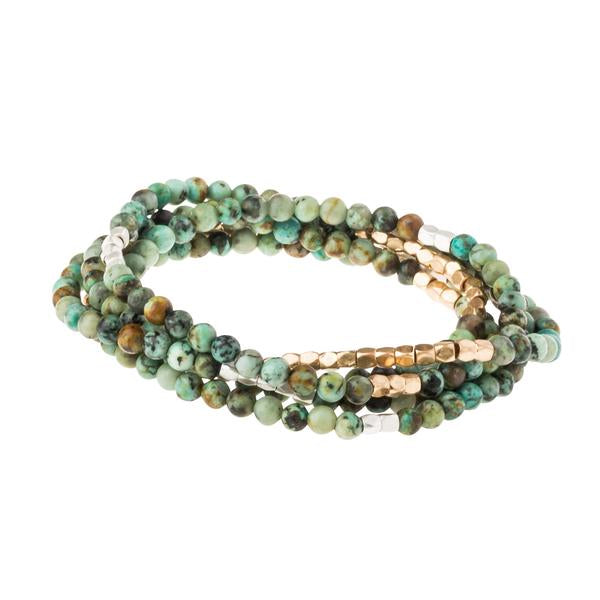 Stone Wrap - African Turquoise/Silver/Gold