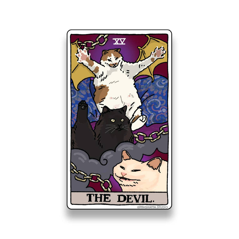 The Devil Tarot Cat Meme Sticker