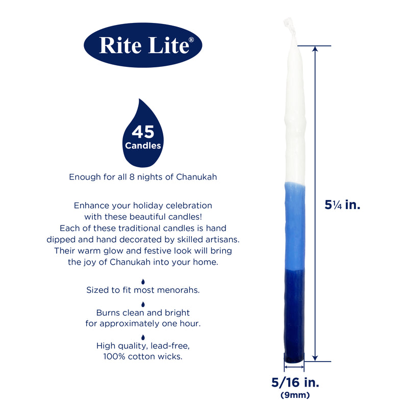 Tri-Color Blue Premium Hanukkah Candles
