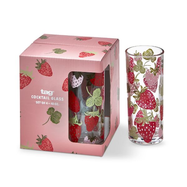 Strawberry Drinks Glass - Set of 4