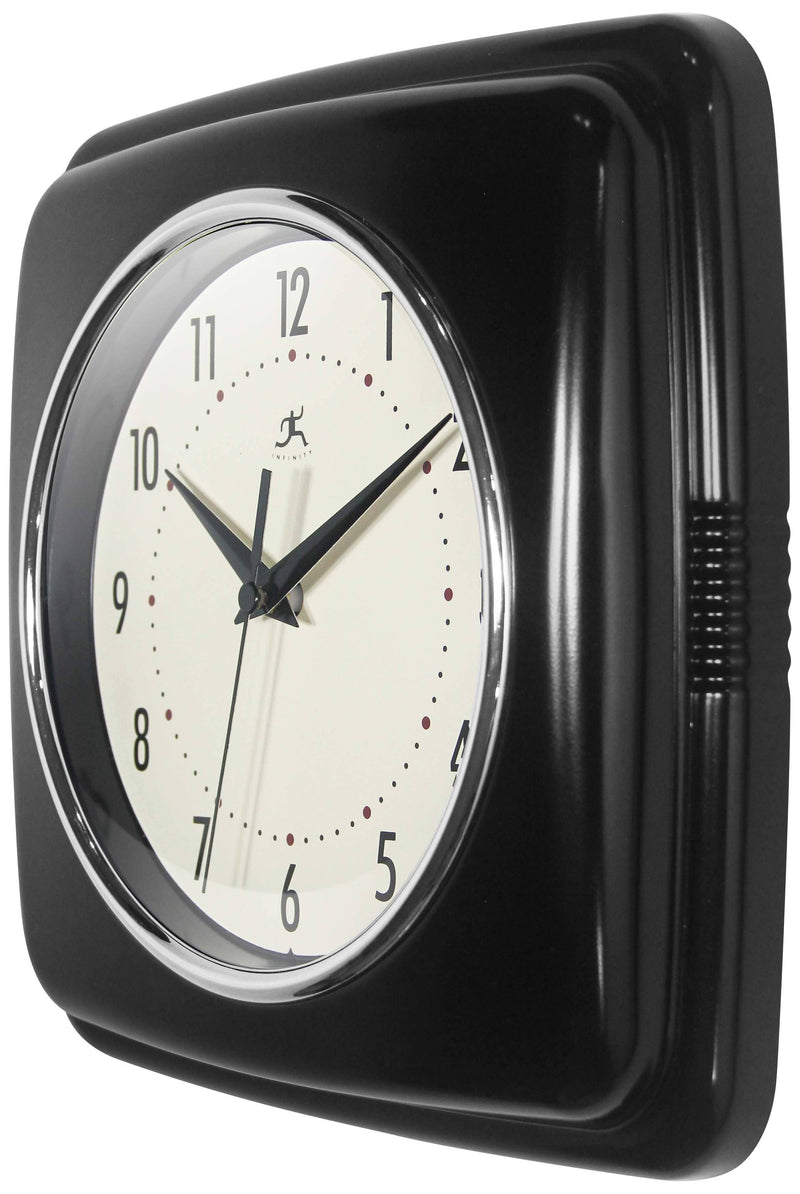 Retro Square Wall Clock in Black