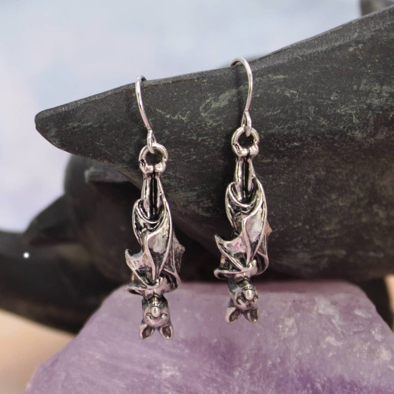 Creature of the Night Silver Bat Earrings
