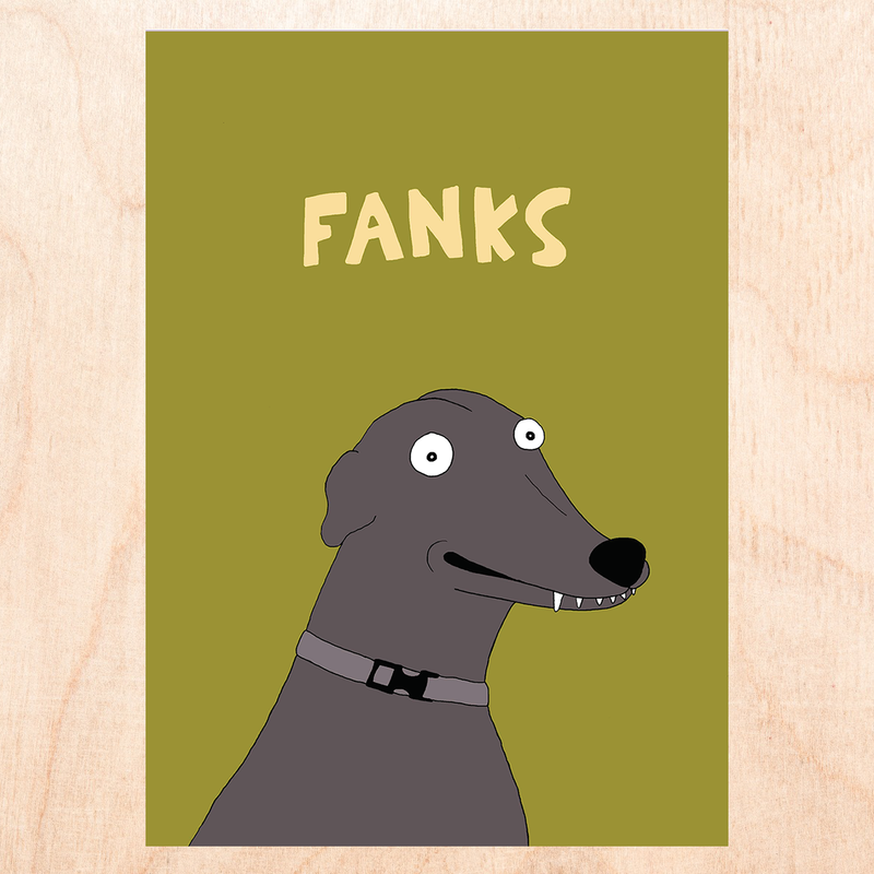 Fanks Goofy Dog Thank You Card