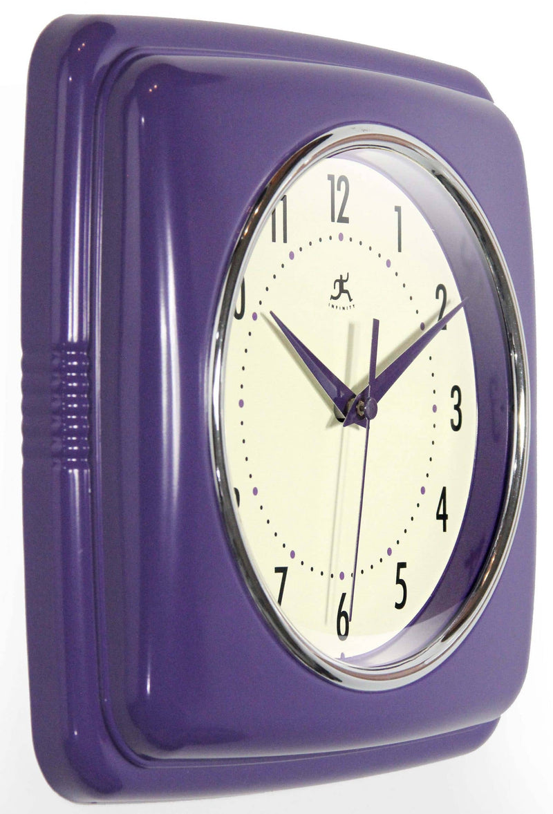 Retro Square Wall Clock Purple