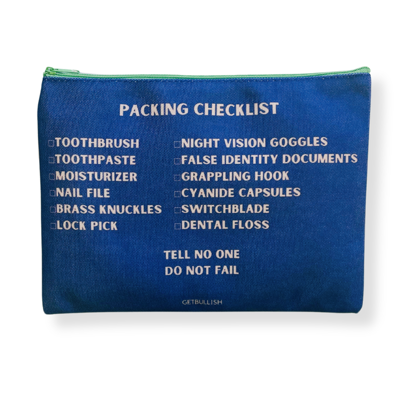 Secret Agent Packing Checklist Canvas Zipper Pouch