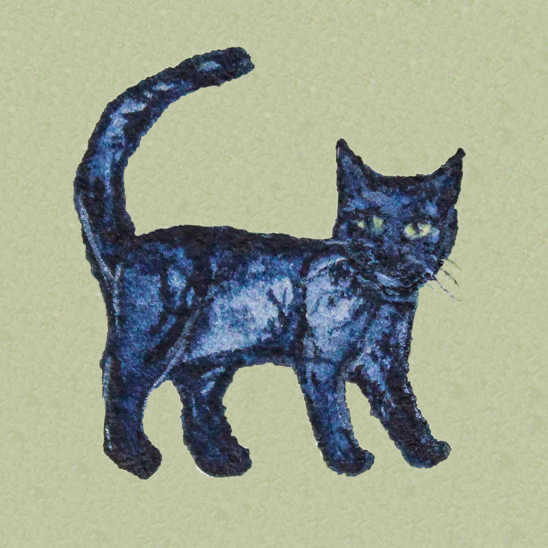 Mini 1" Black Cat Watercolor Art Print