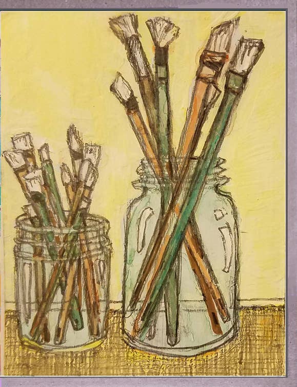 Painted Brushes Greeting Card