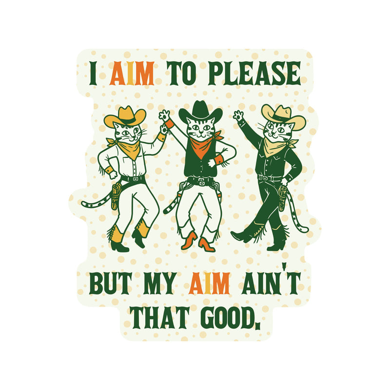 Aim To Please Cowboy Cat Sticker