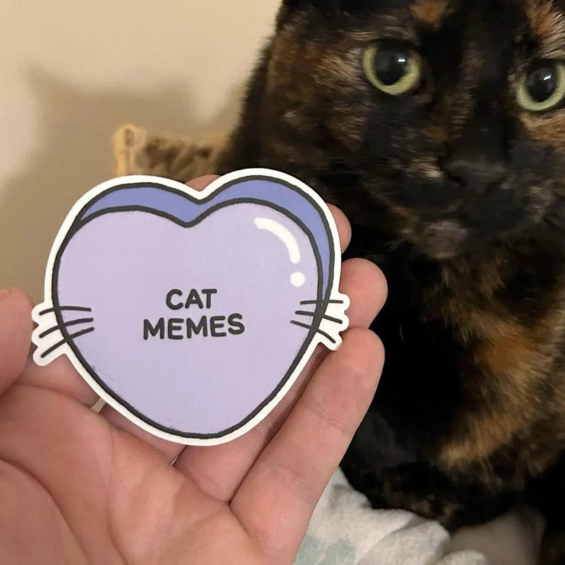 Cat Memes Candy Heart Sticker