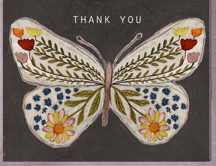 Butterfly Flowers Thank You Card
