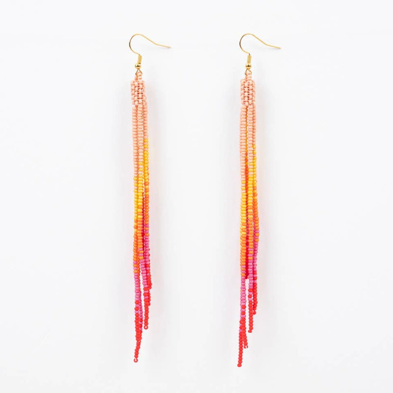 Ombre Fringe Duster Earrings - Fuchsia Flame