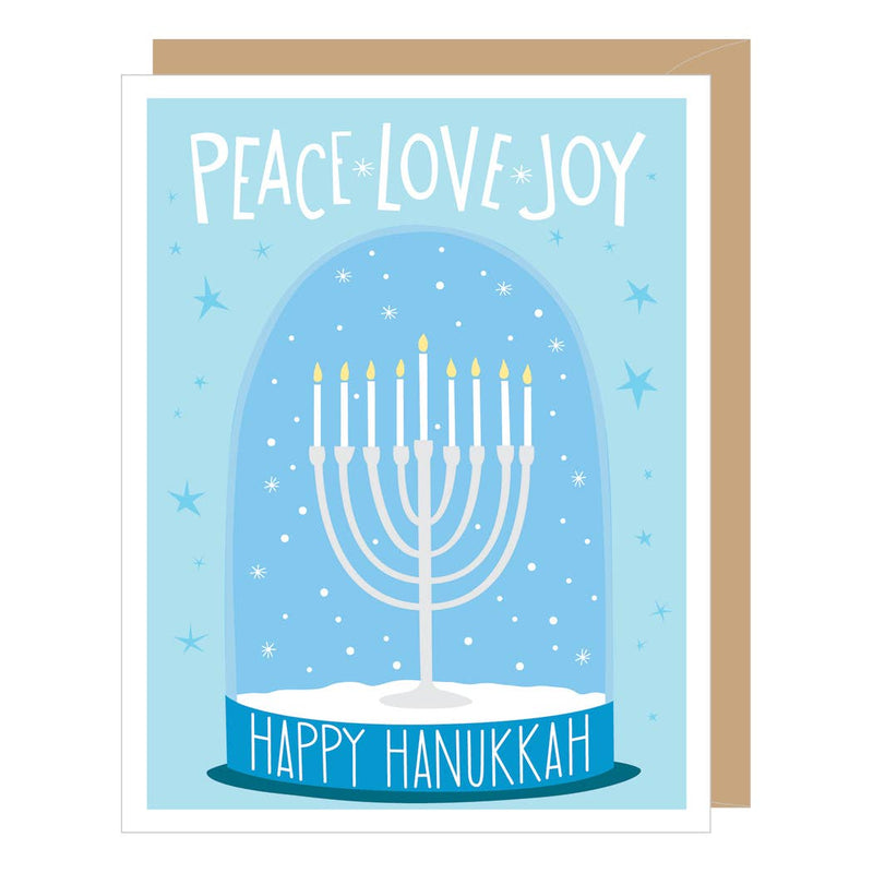 Menorah Snow Globe Hanukkah Card