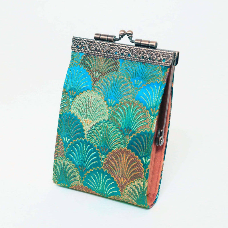 Small Shell Brocade RFID Card Holder