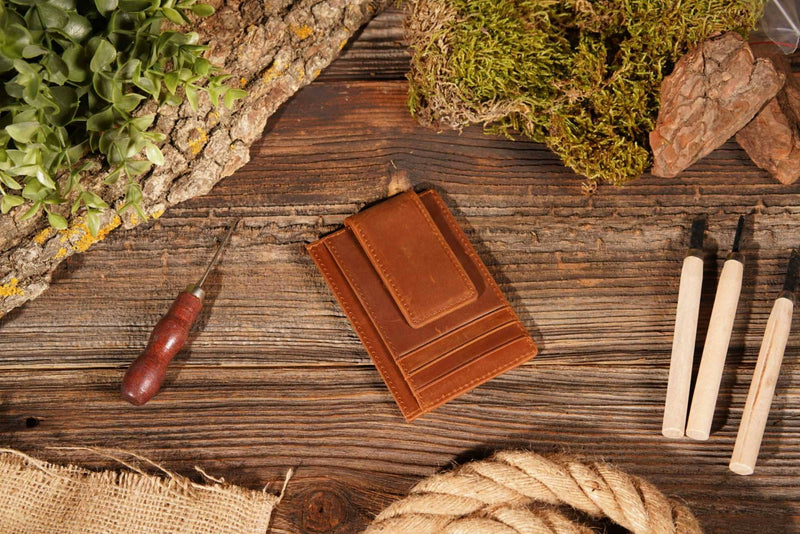 Leather Wallet with Magnet Clip