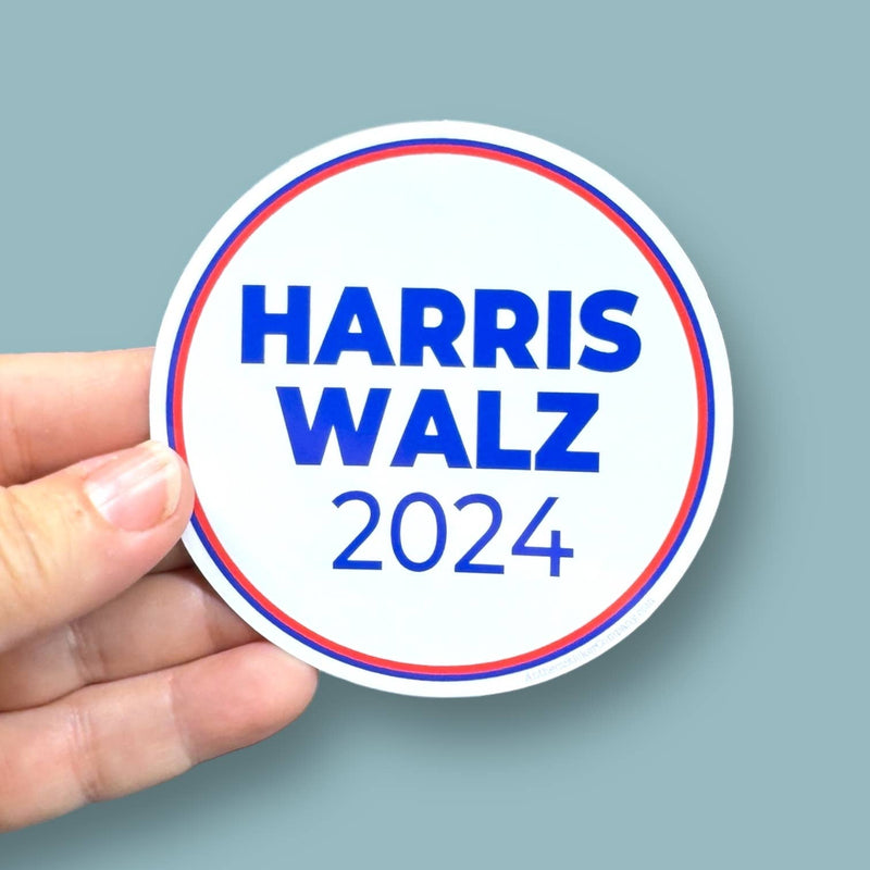 Harris Walz 2024 Round Vinyl Sticker