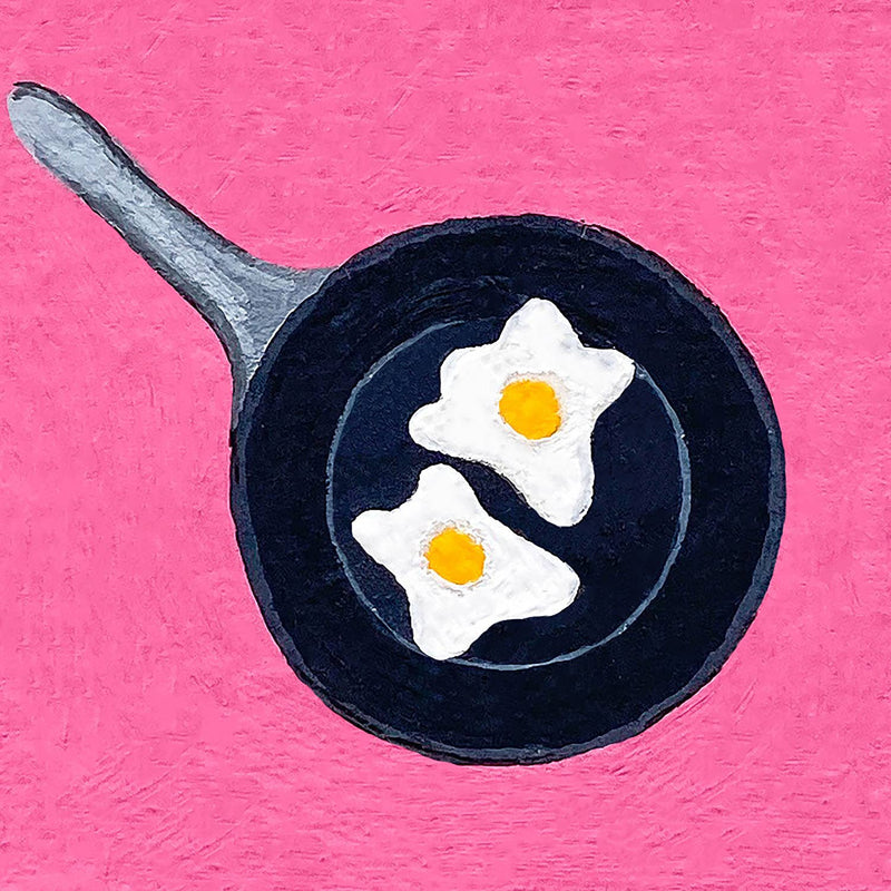 Mini 1" Eggs in Frying Pan Gouache Art Print