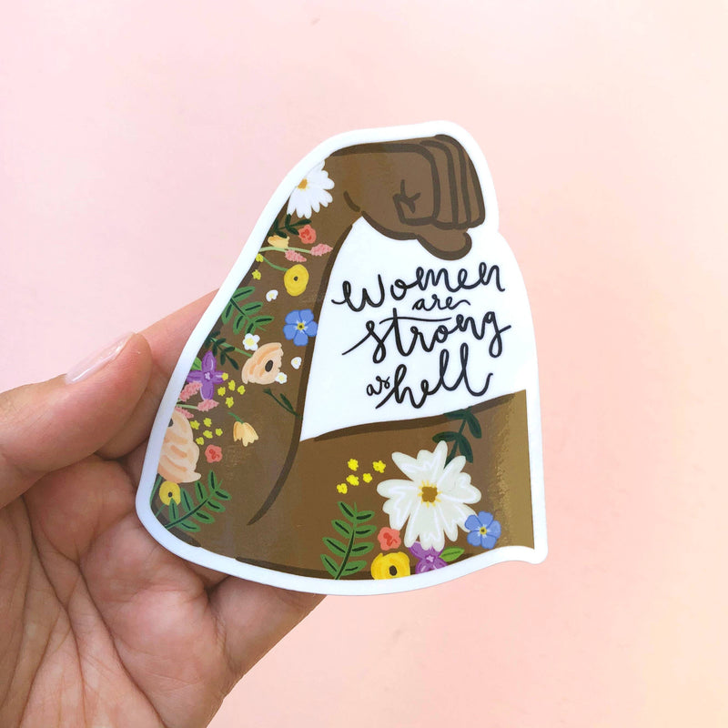 Strong as Hell Vinyl Sticker - Brown
