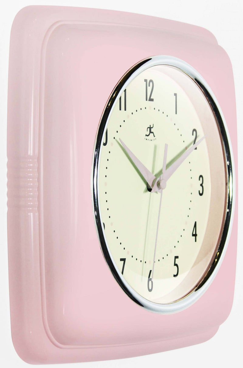 Retro Square Wall Clock in Rose Blush