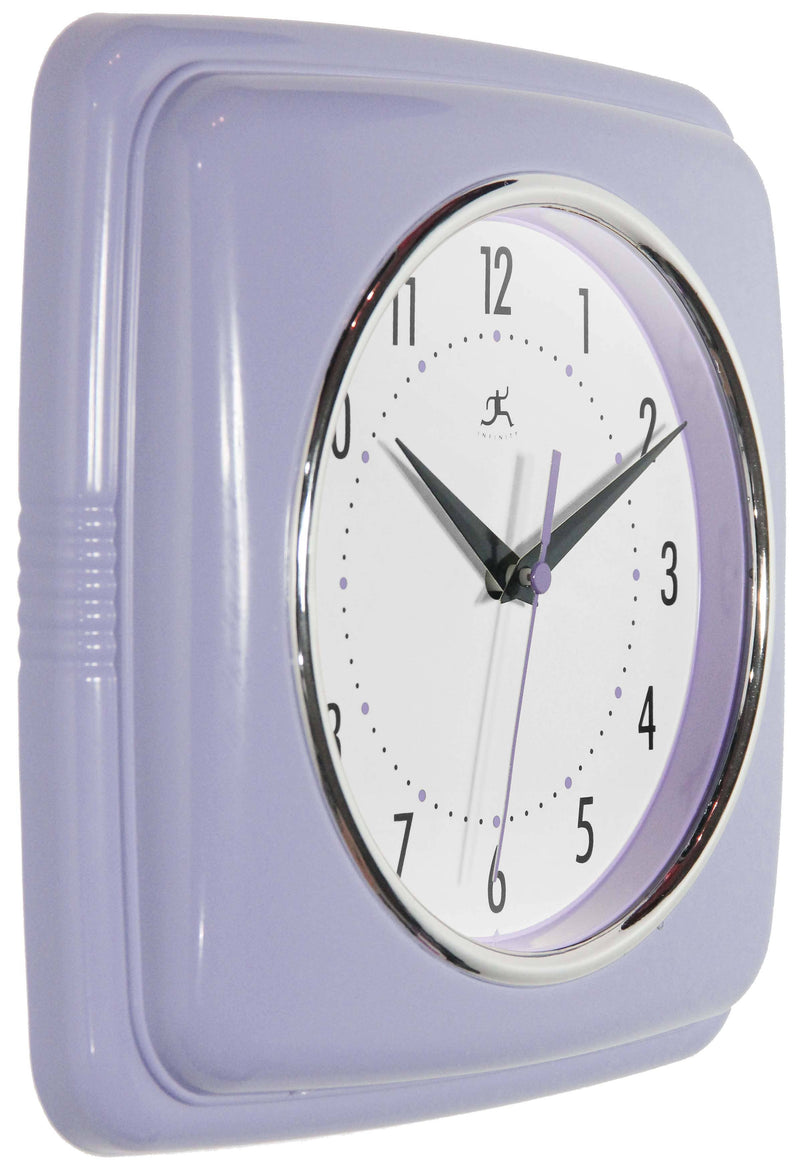Retro Square Wall Clock in Lilac