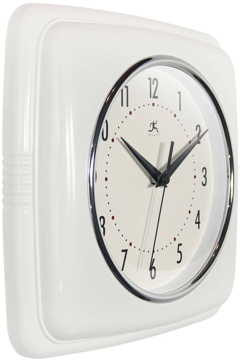 Retro Square Wall Clock in White