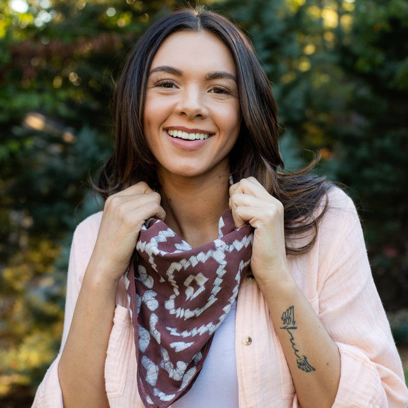 Chocolate Brown Batik Print Block Printed Bandana