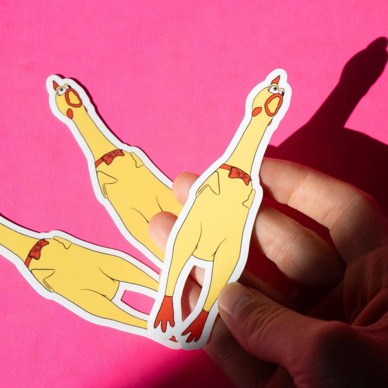 Screaming Rubber Chicken Vinyl Sticker