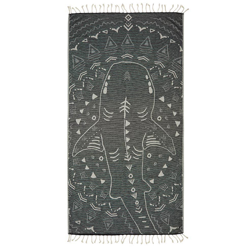 Black Shark Turkish Towel w/ Terry Backing (35" x 70")