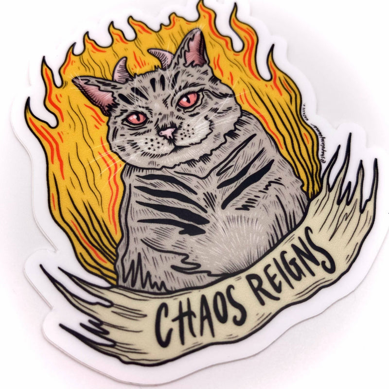 Chaos Reigns Cat Sticker
