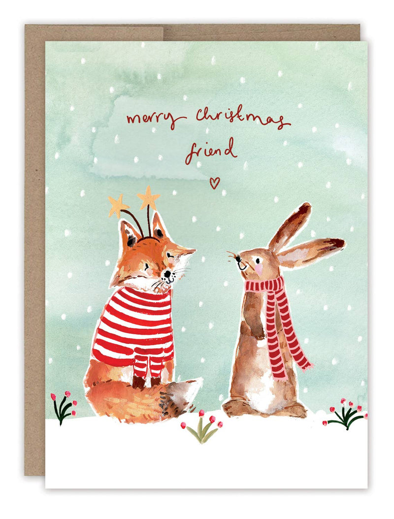 Fox & Bunny Friends Christmas Card Set of 10