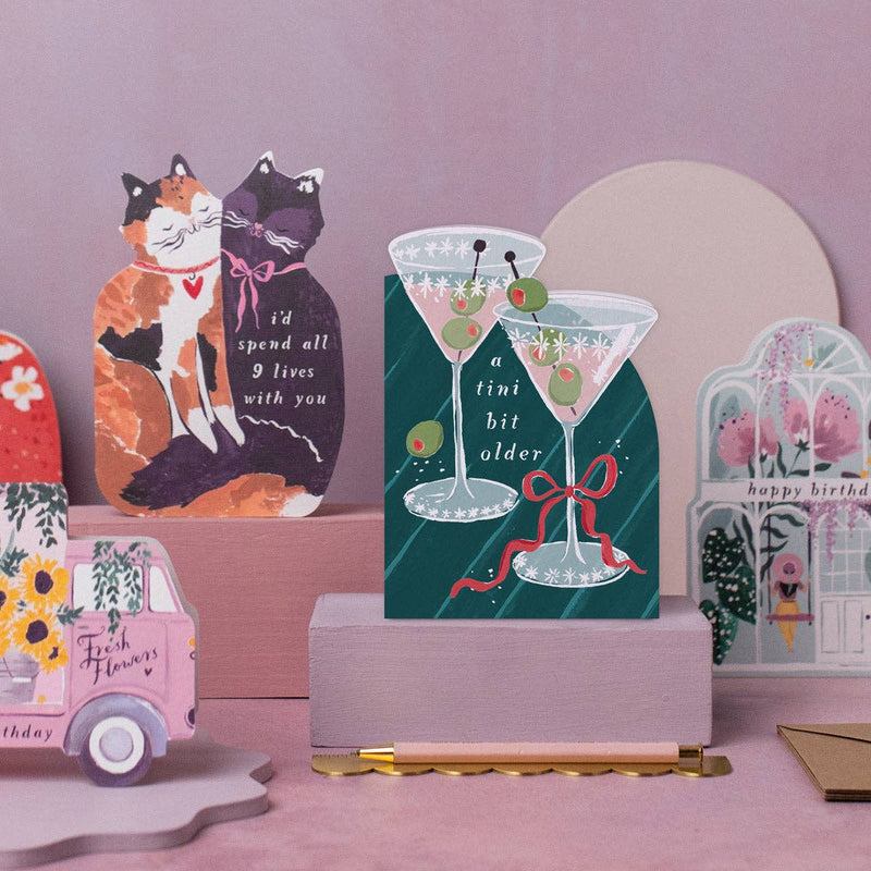 Tini Bit Older Martini Birthday Card
