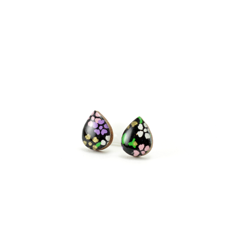 Teardrop Floral Titanium Studs