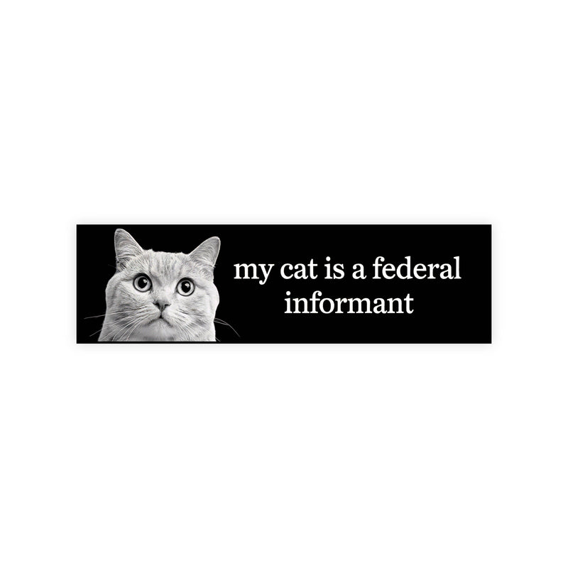 My Cat Is A Federal Informant Bumper Sticker