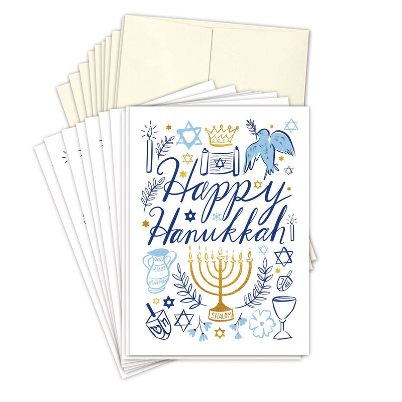 Hand-drawn Happy Hanukkah Holiday Card