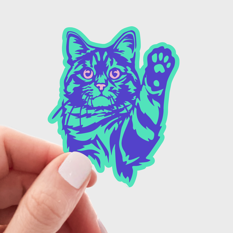 Blue 90s Cat Sticker
