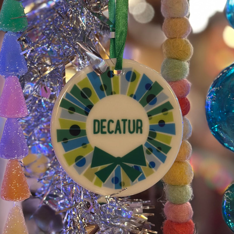 Green Wreath Decatur Ceramic Ornament