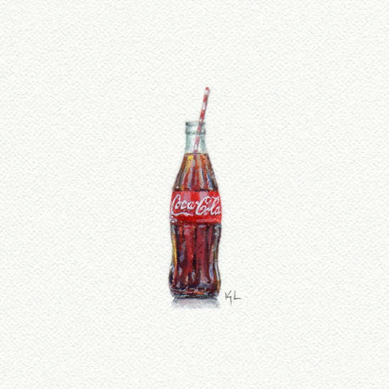 Coke Bottle Miniature Watercolor Art Print